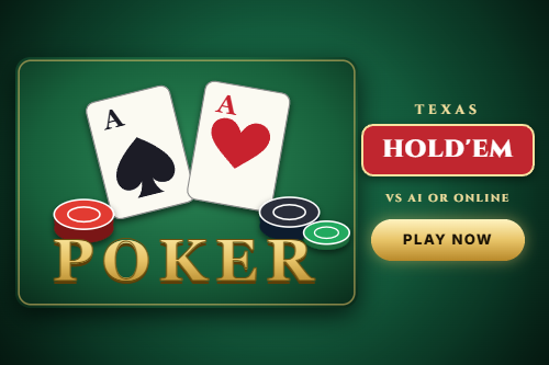 Poker, Texas Hold'em: a pair of aces and casino chips on green felt